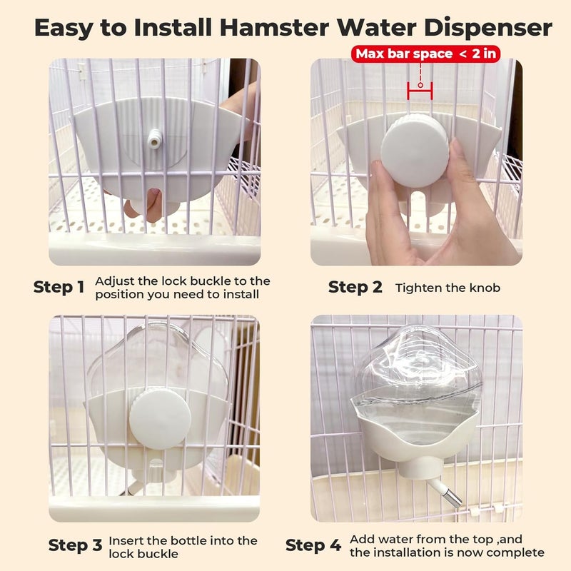 mini&moe Guinea Pig Water Bottle No Drip - 17oz Rabbit Water Dispenser for Cage Crate Flat Back Design for Syrian Dwarf Hamster Bunny Gerbils Small Pet - Image 3